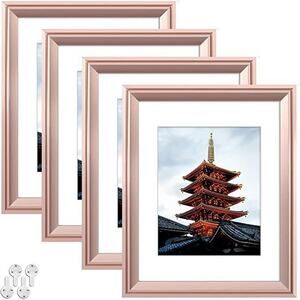 11X14 Picture Frames High Definition Glass Set of 4 Brown with Shatter Resistant